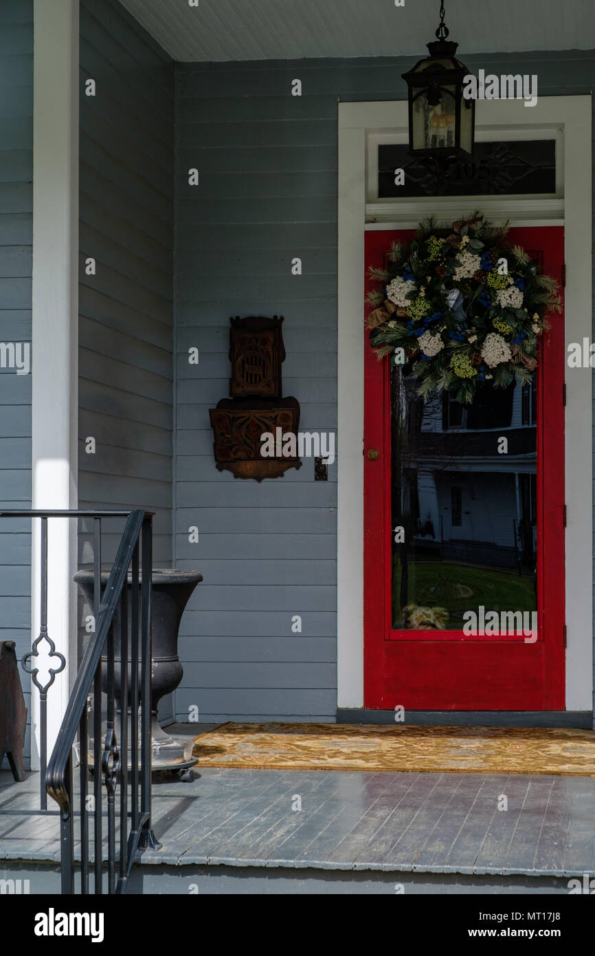 Colorful porch on historic house, 1405 Washington Avenue