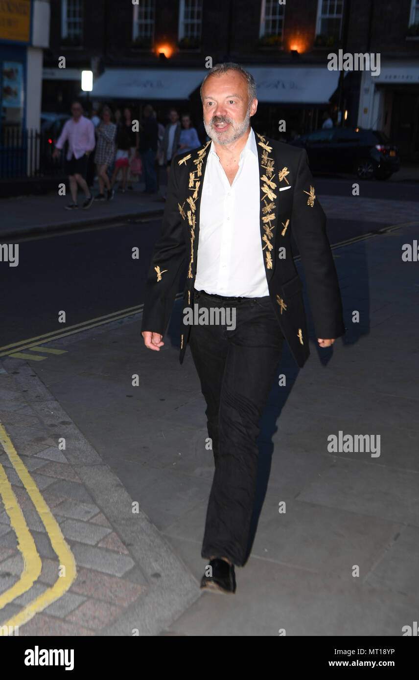 Graham Norton arriving at Chiltern Firehouse in London to celebrate