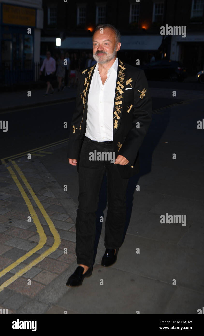 Graham Norton arriving at Chiltern Firehouse in London to celebrate