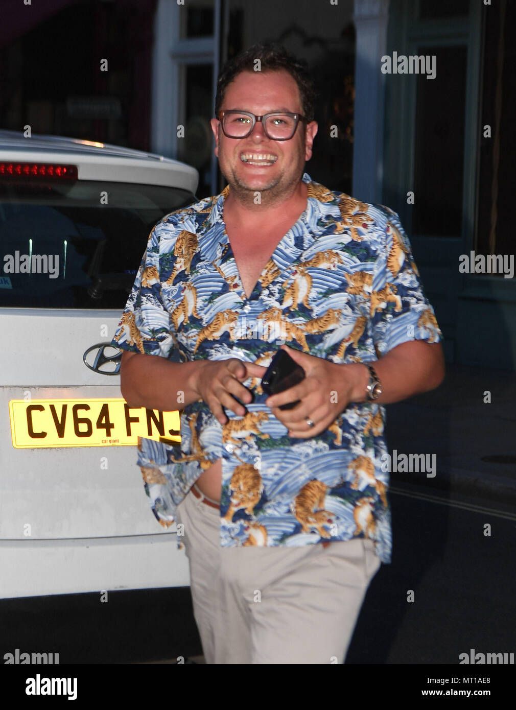 Alan Carr arriving at Chiltern Firehouse in London to celebrate Kylie