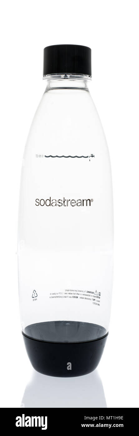 Winneconne - 18 May 2018: A Sodastream carbonating water bottle on an isolated background. Stock Photo
