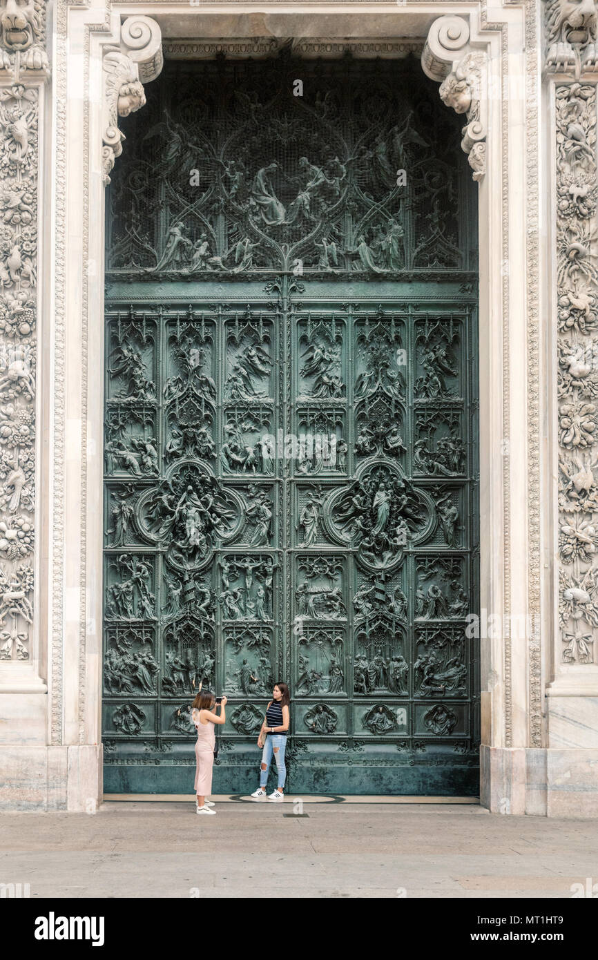 Main door of the Cathedral of Milan,Lombardy,Italy Stock Photo