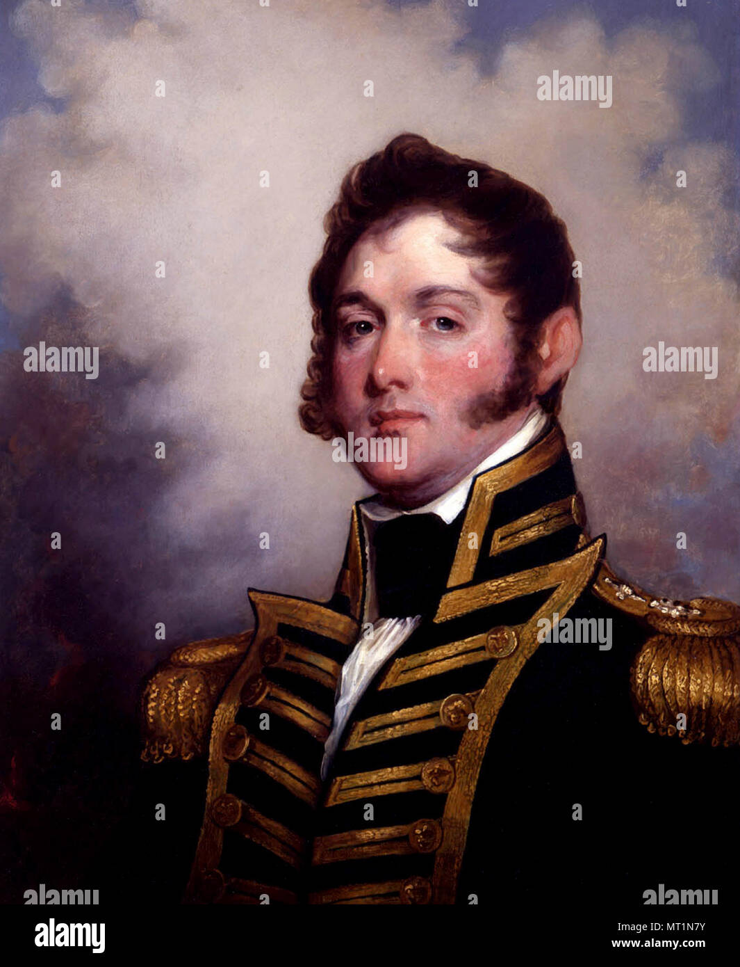 Oliver Hazard Perry (1785 – 1819) American naval commander. Oliver Hazard Perry, painted by Gilbert Stuart, 1818. Stock Photo