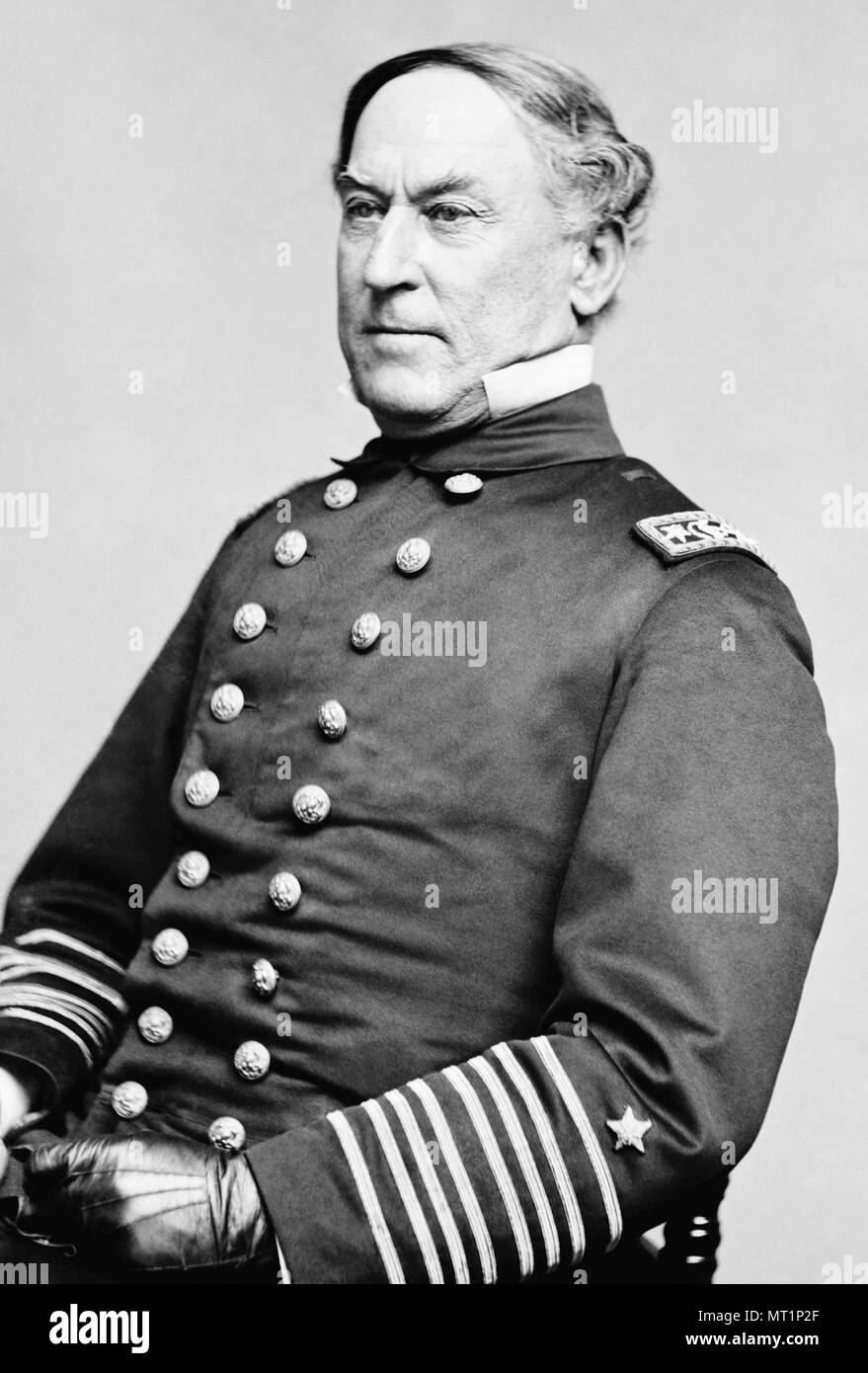 David Farragut, David Glasgow Farragut (1801 – 1870) flag officer of the United States Navy during the American Civil War. Stock Photo