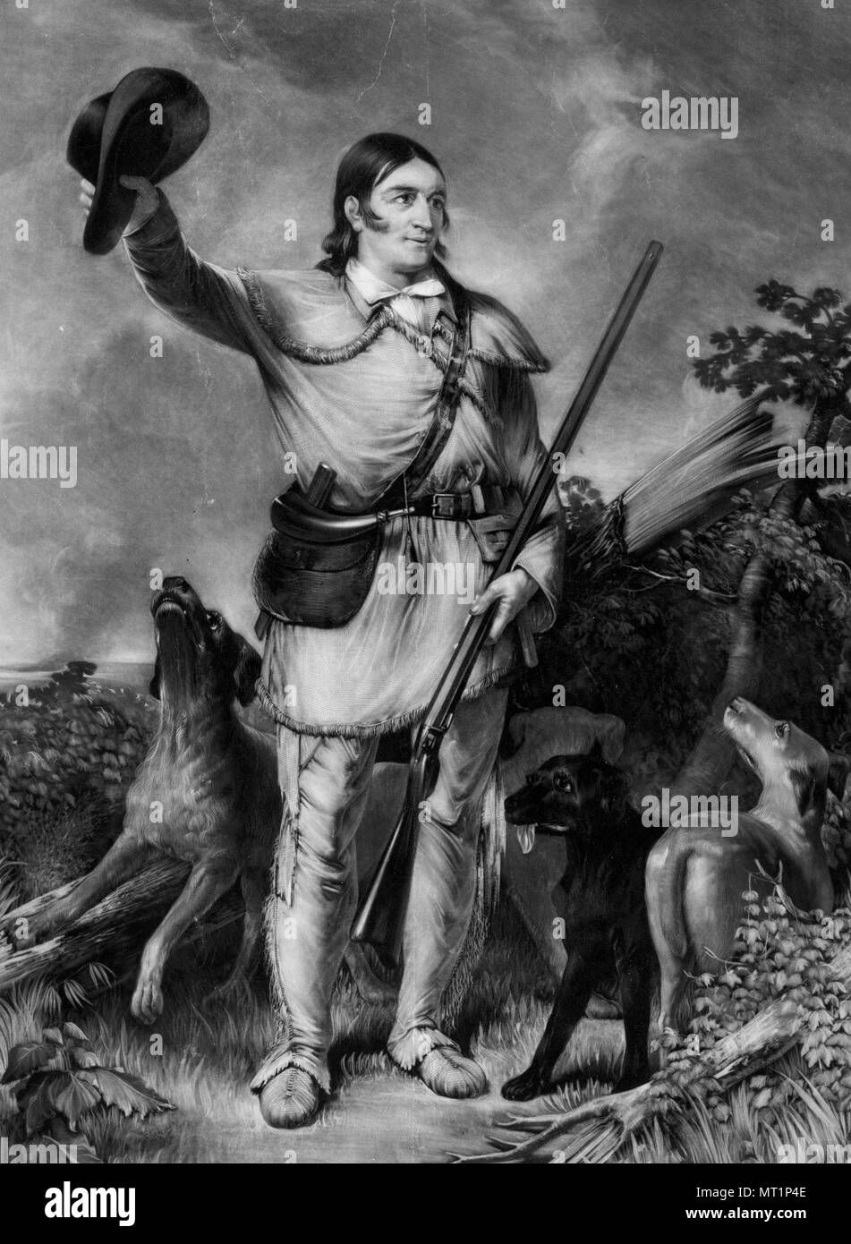 Davy Crockett, David 'Davy' Crockett (1786 – 1836) 19th-century American folk hero, frontiersman and politician Stock Photo