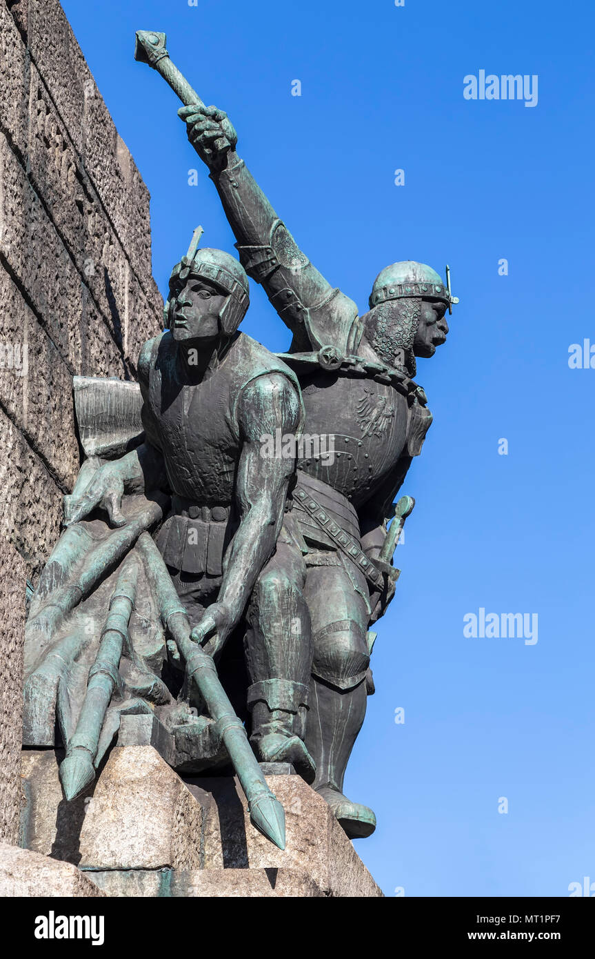 KRAKOW, POLAND - OKTOBER 28, 2015: Figures of soldiers at the Battle of Grunwald monument in Krakow. Poland Stock Photo