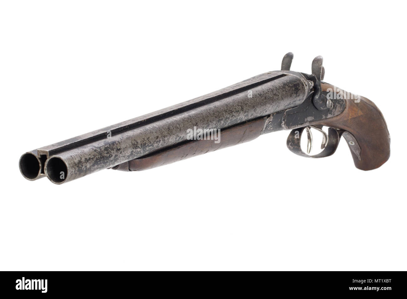 Lupara - a sawn-off shotgun isolated on white Stock Photo