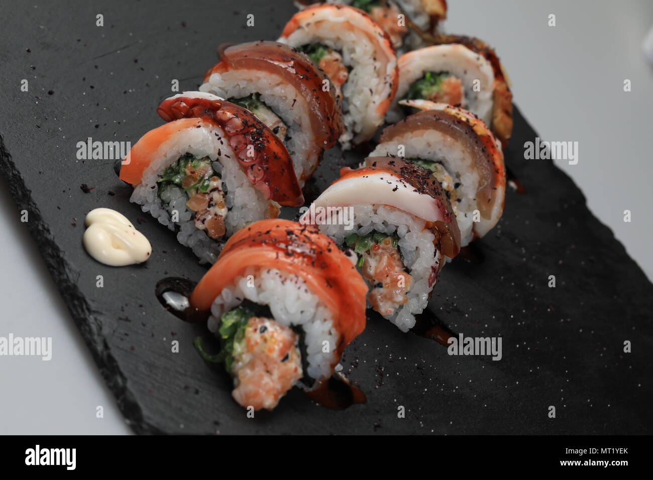 A large set of sushi rolls Stock Photo Alamy