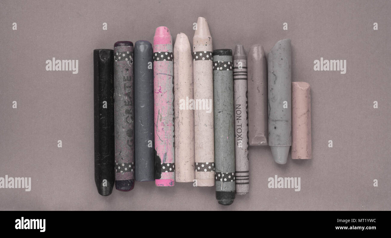 Wax crayons flat lay laid background abstract Stock Photo Alamy