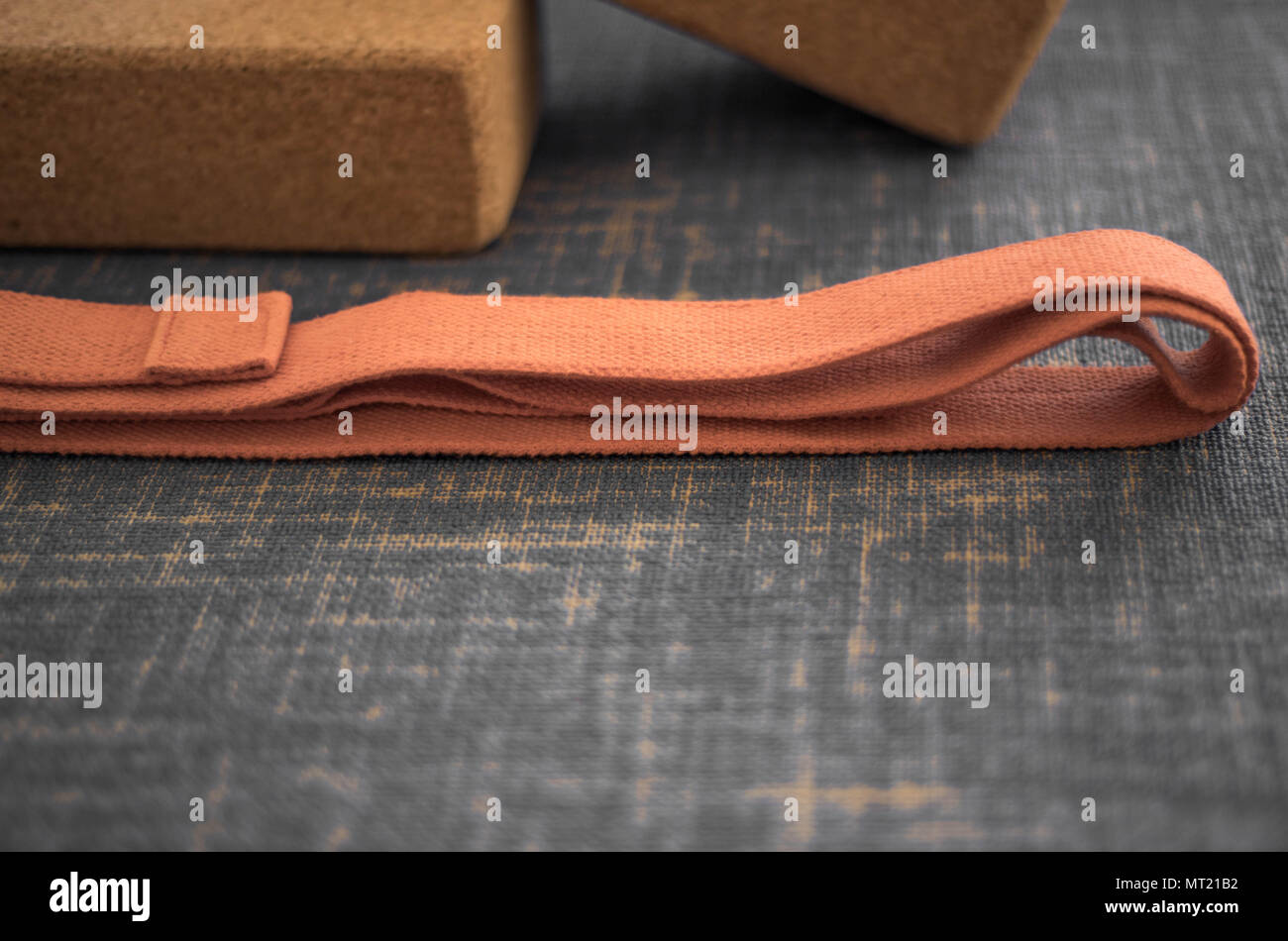 Yoga mat, blocks and strap Stock Photo Alamy