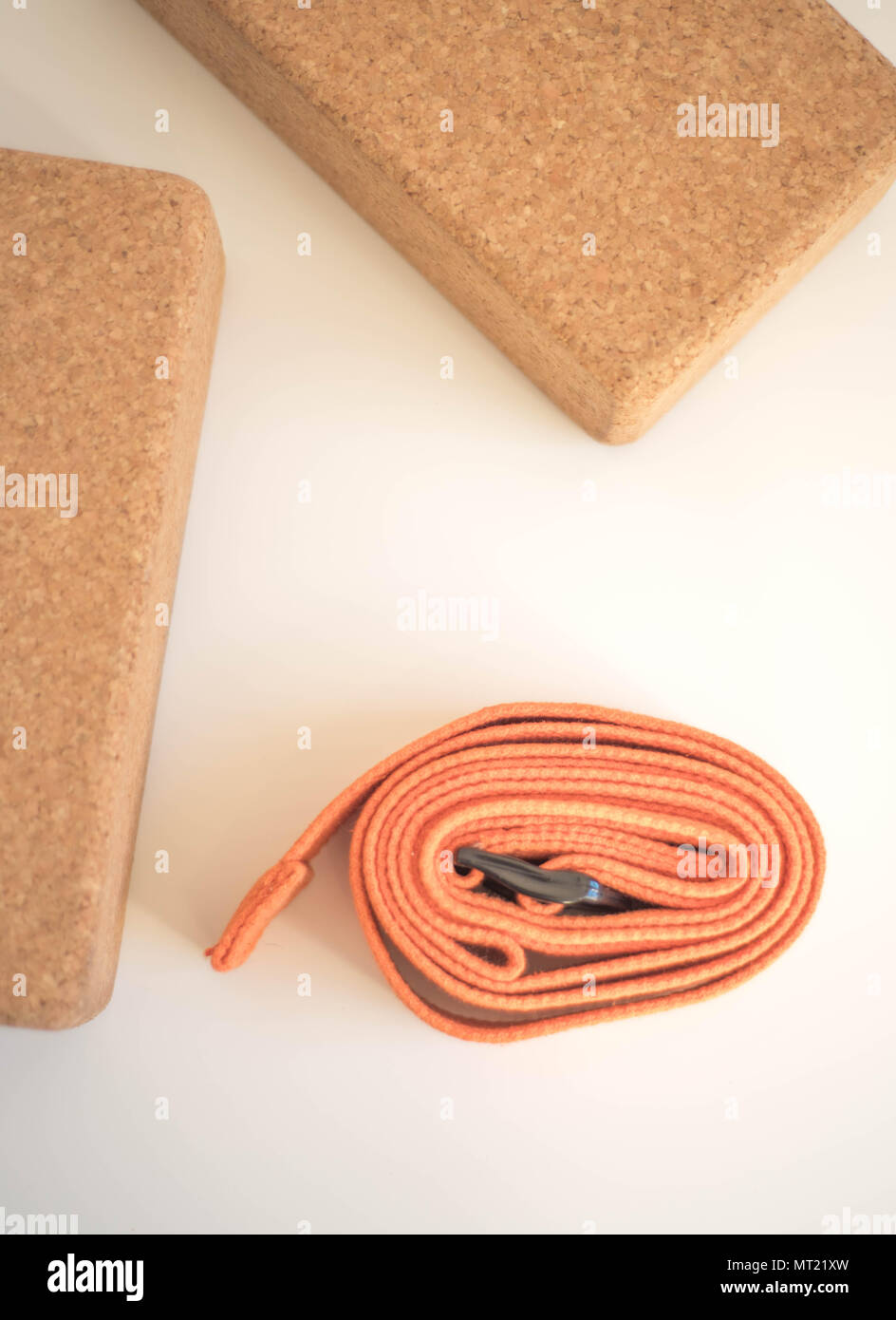 Yoga mat, blocks and strap Stock Photo Alamy