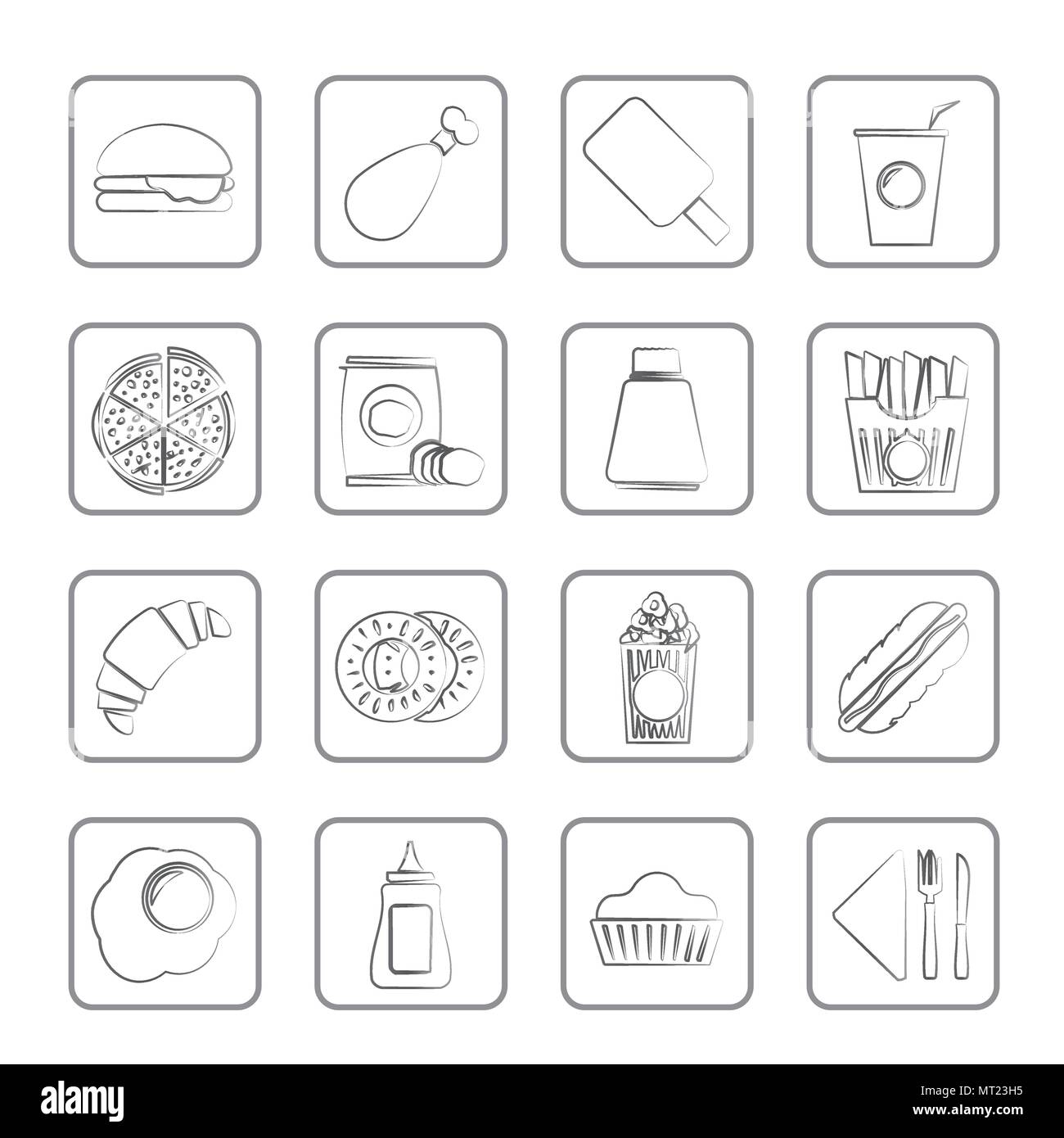 Fast food and drink icons - vector icon set Stock Vector