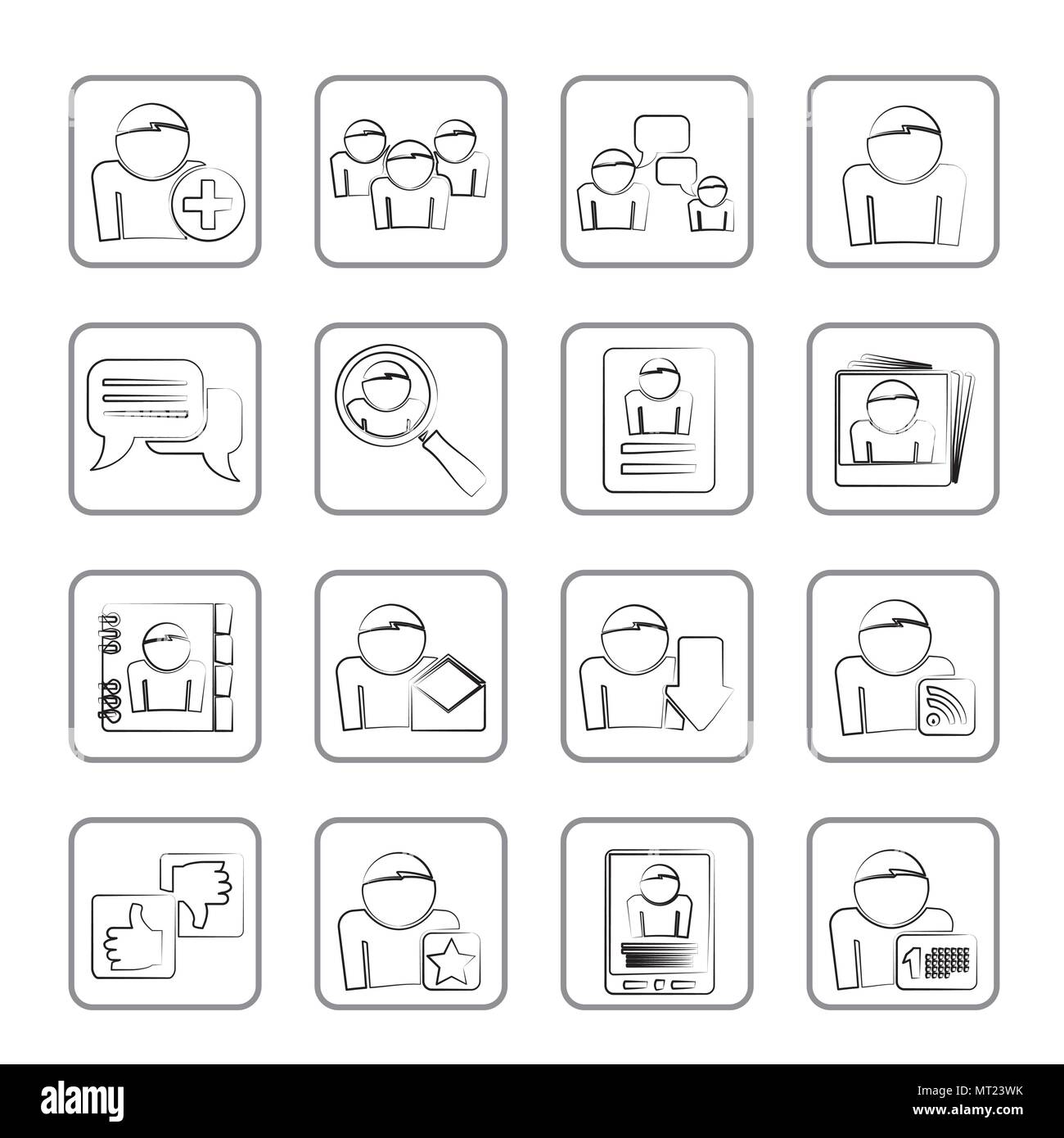 Social Media and Network icons - vector icon set Stock Vector Image ...