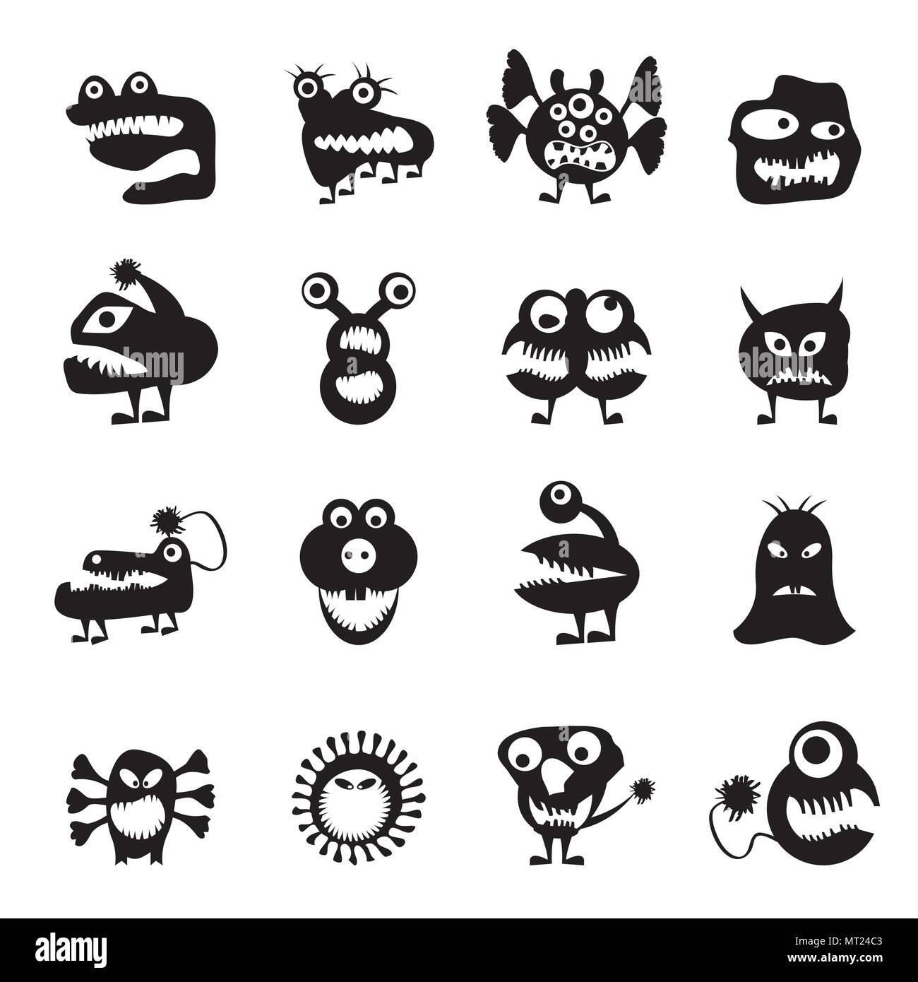 Various abstract monsters illustration - vector icon set Stock Vector ...