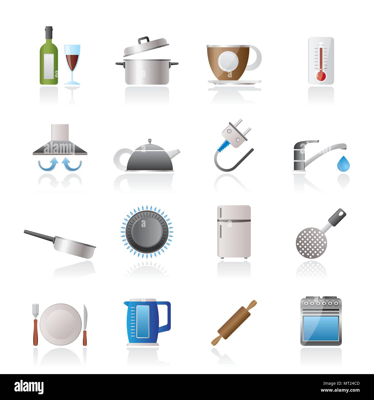 Kitchen objects and accessories icons- vector icon set Stock Vector ...