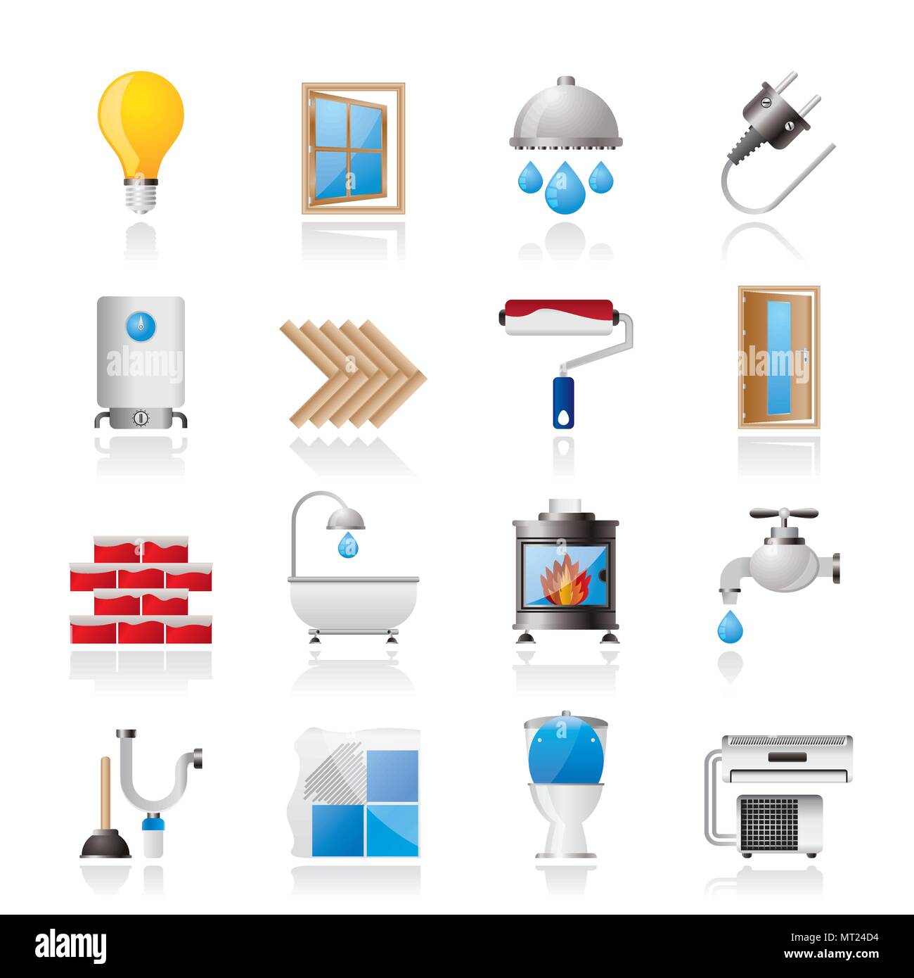 Construction and home renovation icons vector icon set Stock Vector