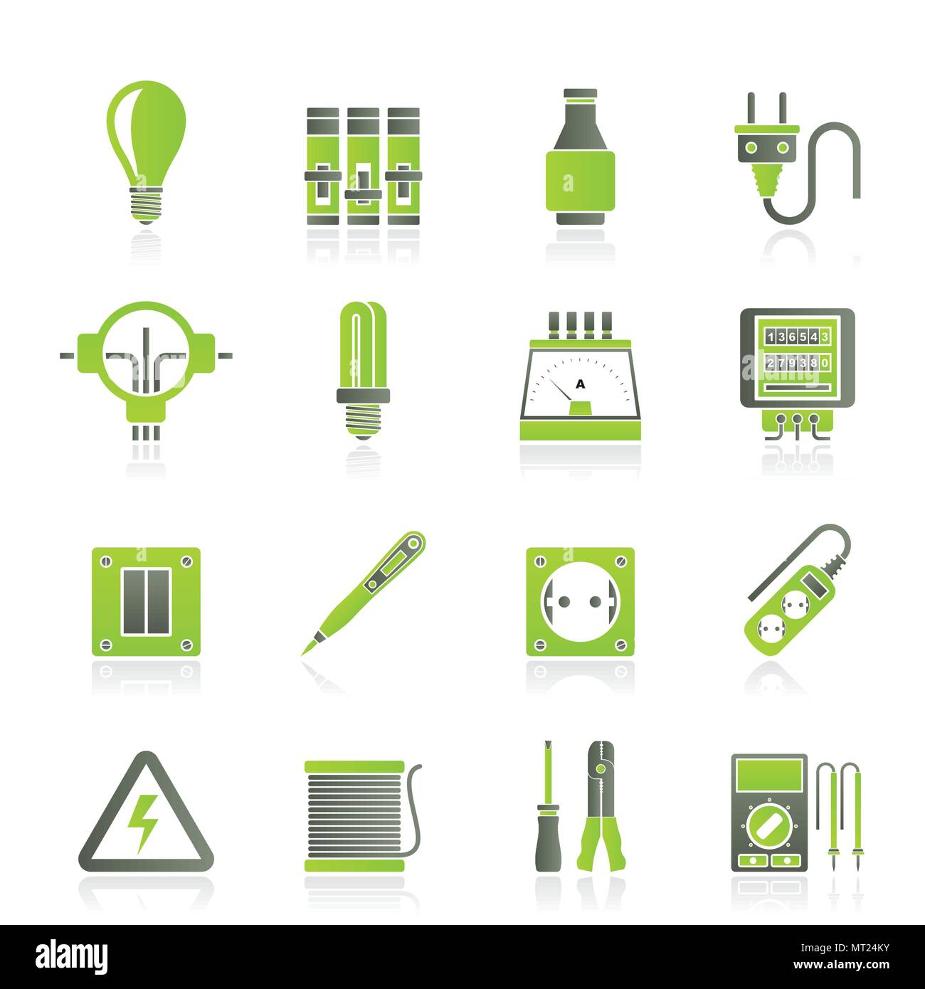 Electrical devices and equipment icons vector icon set Stock Vector