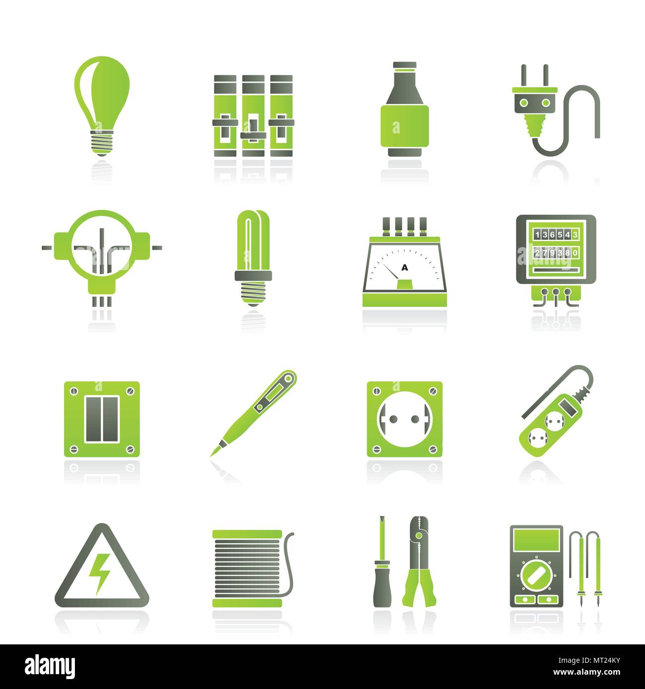 Electrical devices and equipment icons - vector icon set Stock Vector