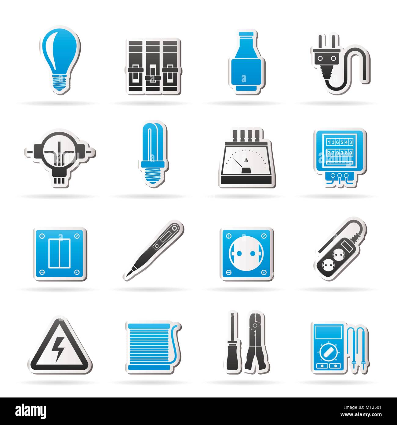 Electrical devices and equipment icons - vector icon set Stock Vector