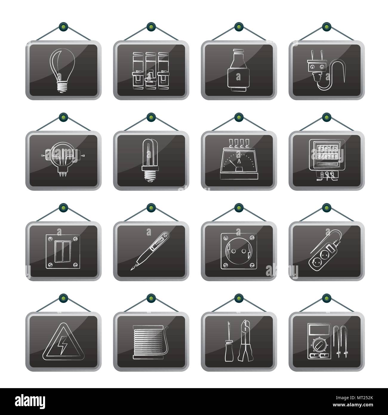 Electrical devices and equipment icons - vector icon set Stock Vector