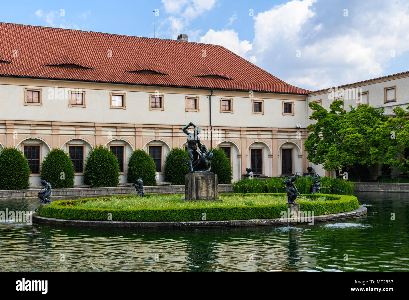 Small pond in the beautiful Wallenstein Garden in  Prague, Czech Republic Stock Photo