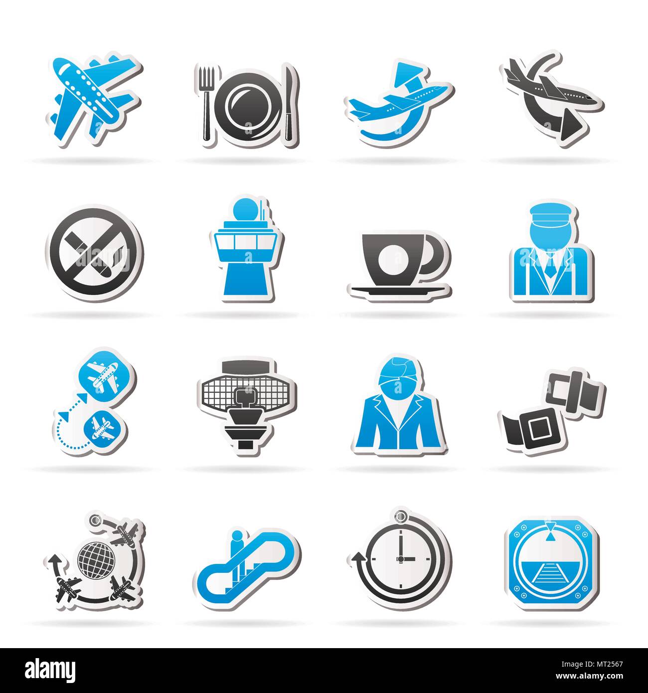 Aircraft, airport and Plane Icons - vector icon set Stock Vector Image ...