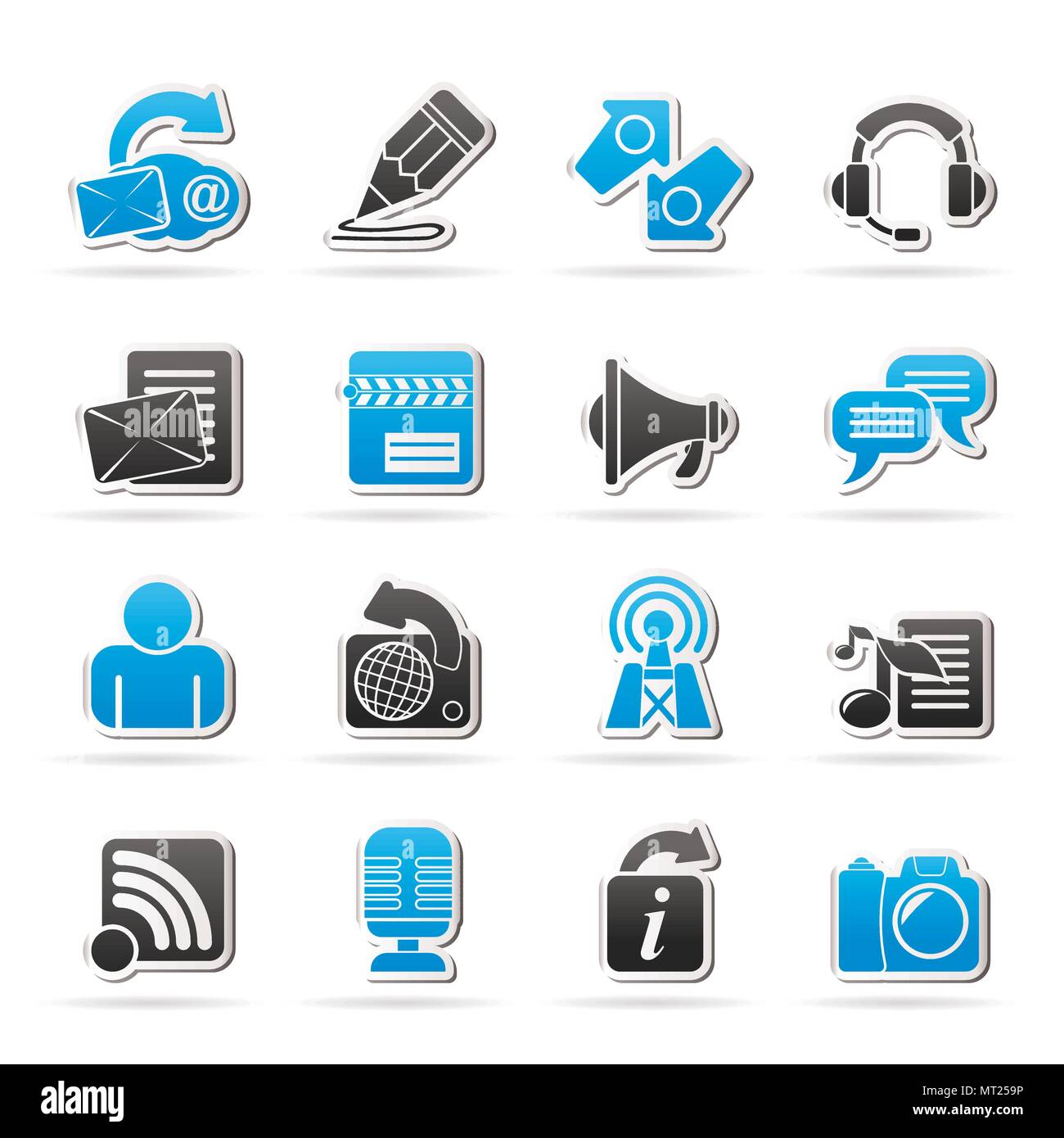 Blogging, communication and social network icons - vector icon set ...