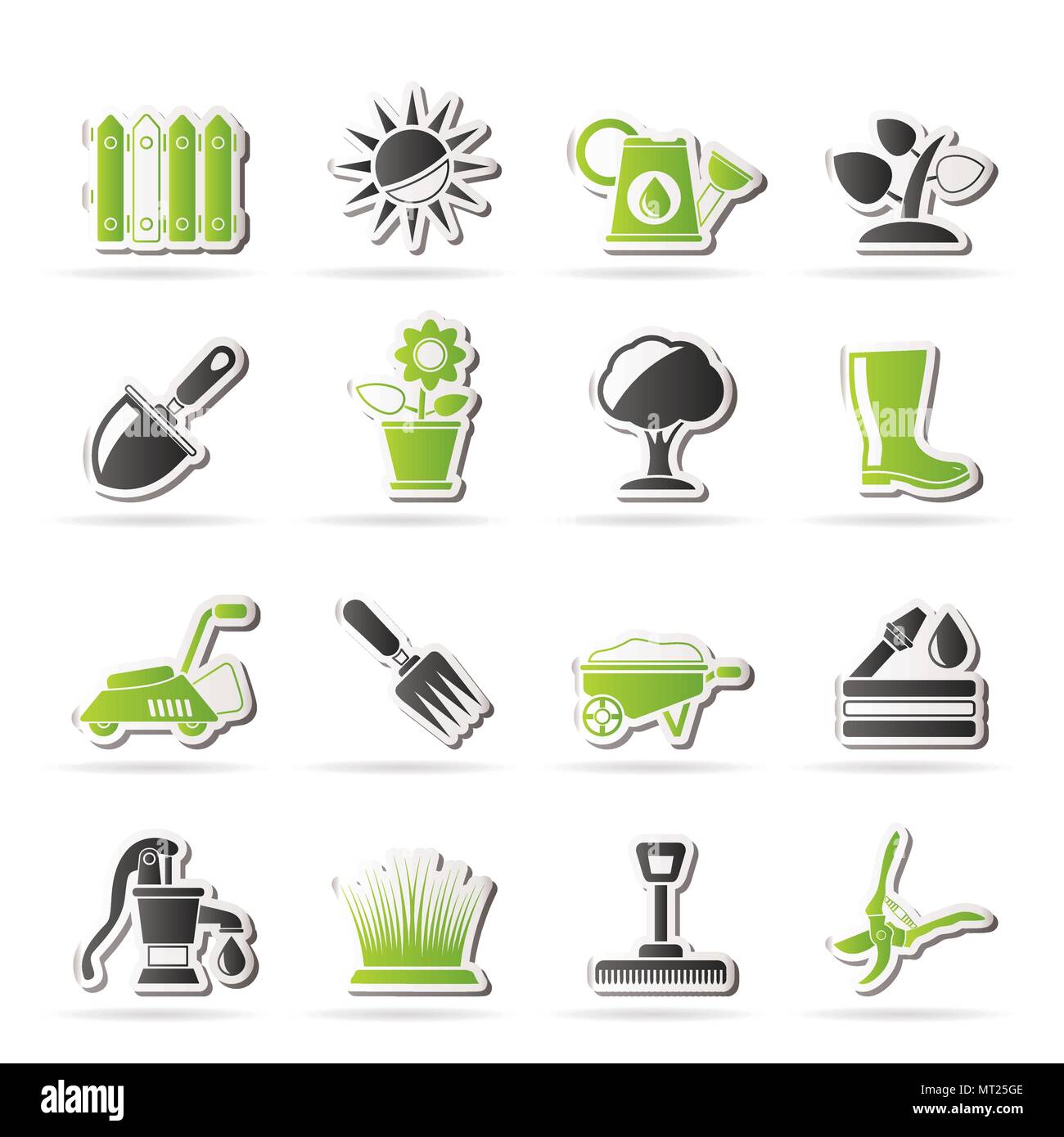 Gardening tools and objects icons - vector icon set Stock Vector Image ...