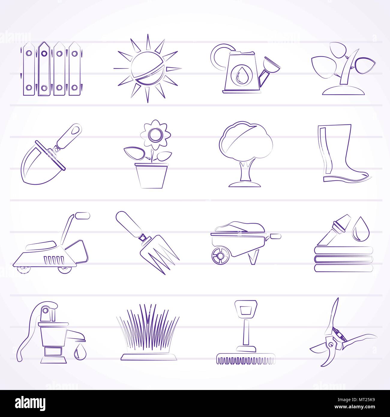 Gardening tools and objects icons - vector icon set Stock Vector Image ...