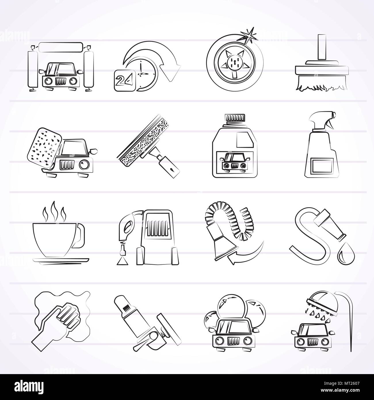 Car wash objects and icons - vector icon set Stock Vector Image & Art ...