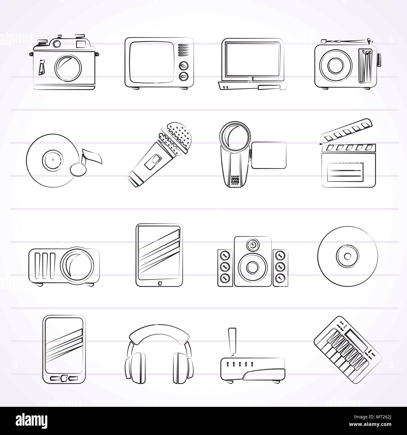 Media and technology icons - vector icon set Stock Vector Image & Art ...