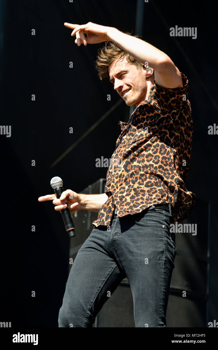 Napa, California, May 27, 2018, New Politics  on Stage at the 2018 BottleRock Festival in Napa California, Credit: Ken Howard/Alamy Live News Stock Photo