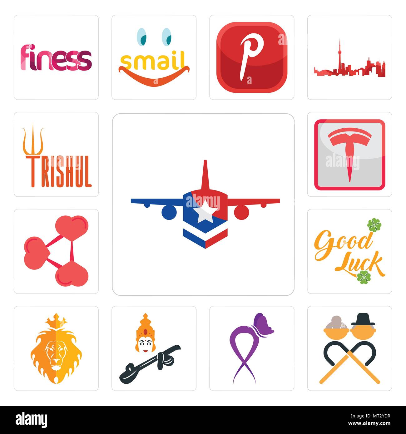 Set Of 13 simple editable icons such as honor flight, senior citizen, lupus, saraswati, judah and the lion, goodluck, share png, tesla, trishul can be Stock Vector