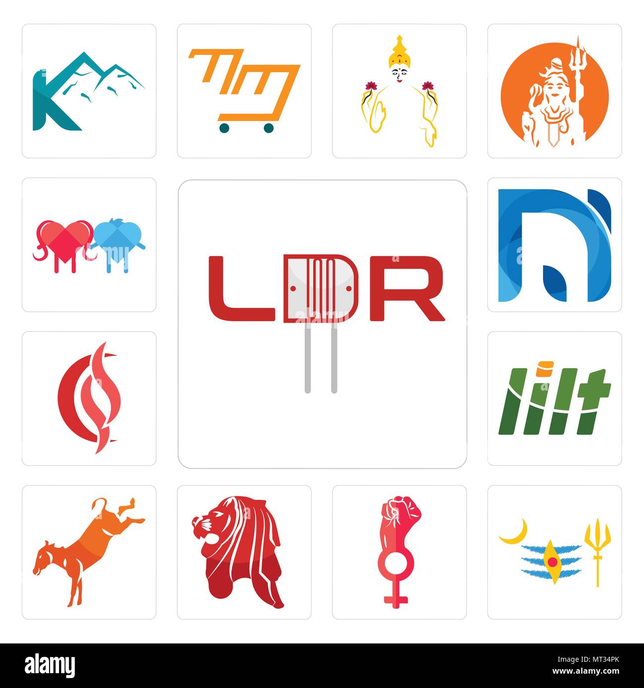 Set Of 13 simple editable icons such as ldr, mahadev, women empowerment, singapore lion, kicking mule, lilt, scs, na, soulmate can be used for mobile, Stock Vector