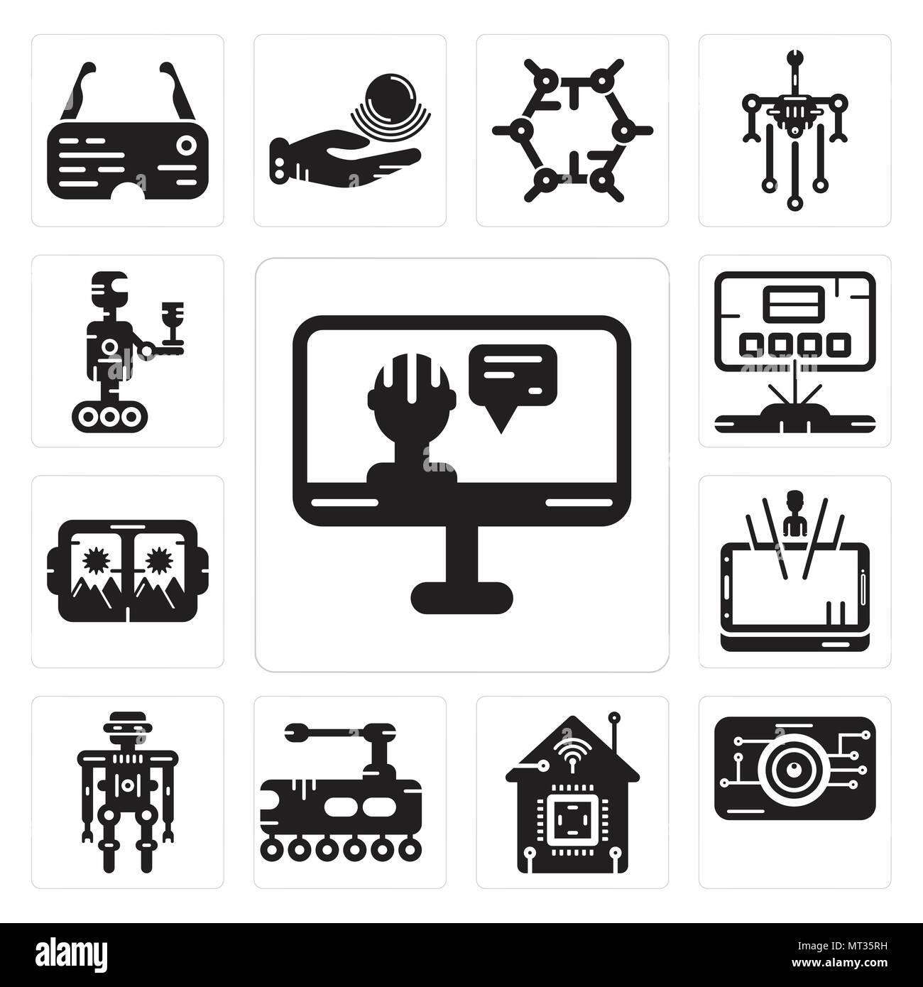 Set Of 13 simple editable icons such as Artificial intelligence, Eye ...
