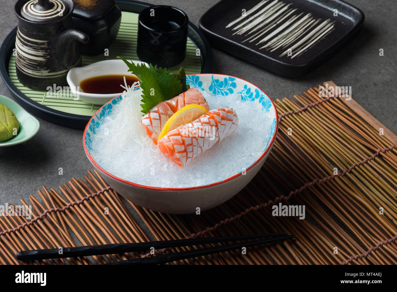 Salmon Toro , Fish belly Japanese sashimi Food Stock Photo Alamy
