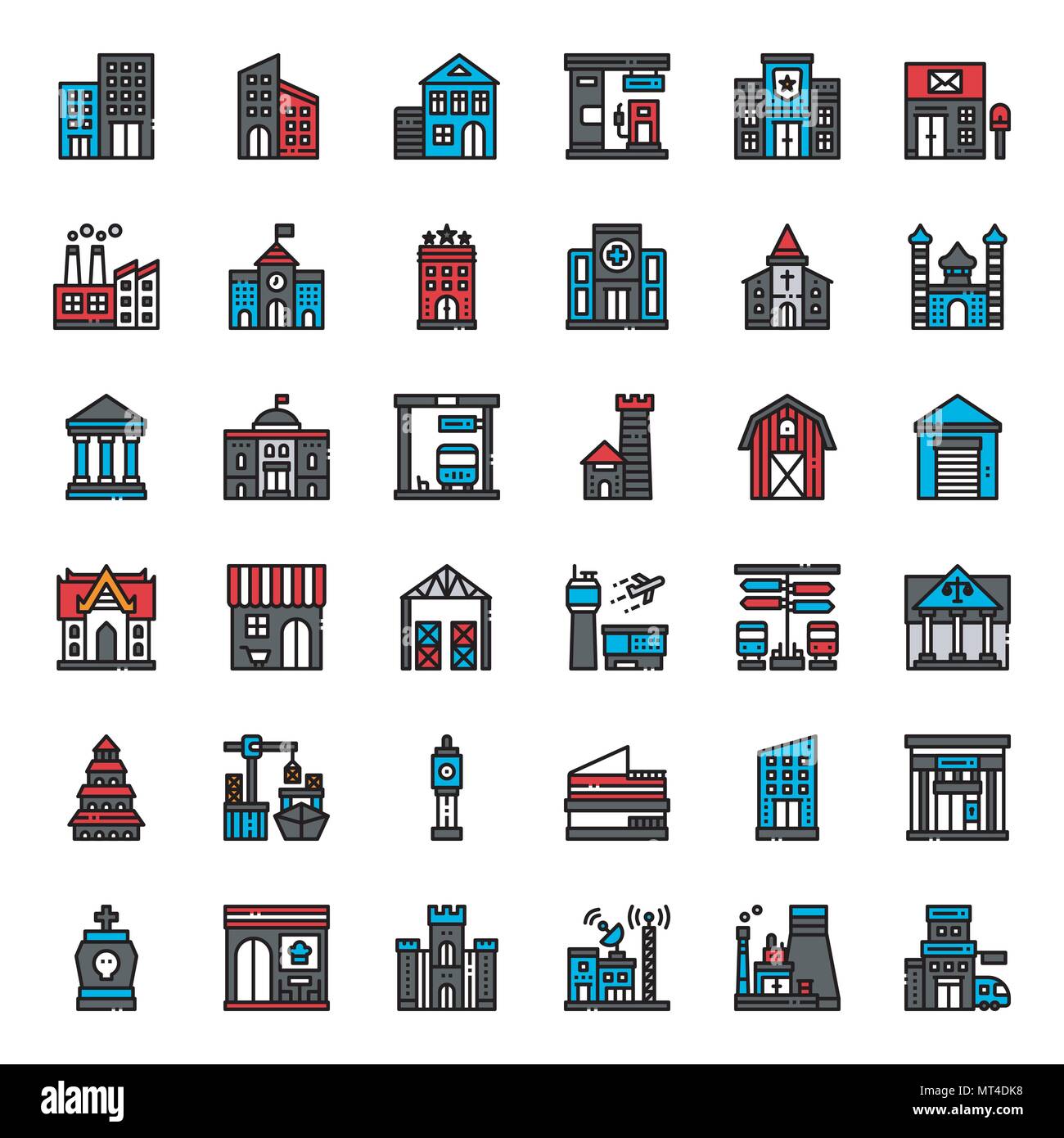 building icon, isolated on white background Stock Vector