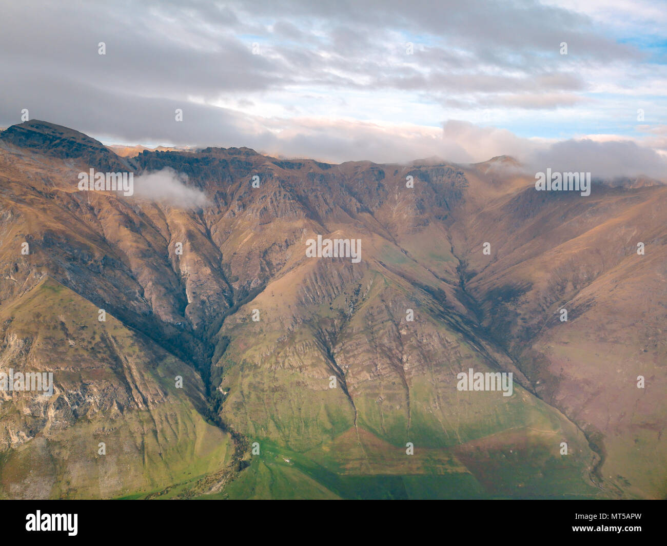 Aerial View from an Airplane Window flying over queenstown New Zealand ...