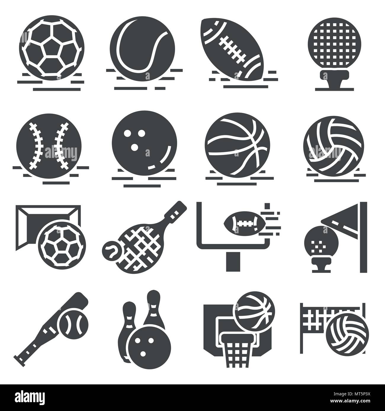 Sport balls set on black background. Vector illustration. Stock Vector