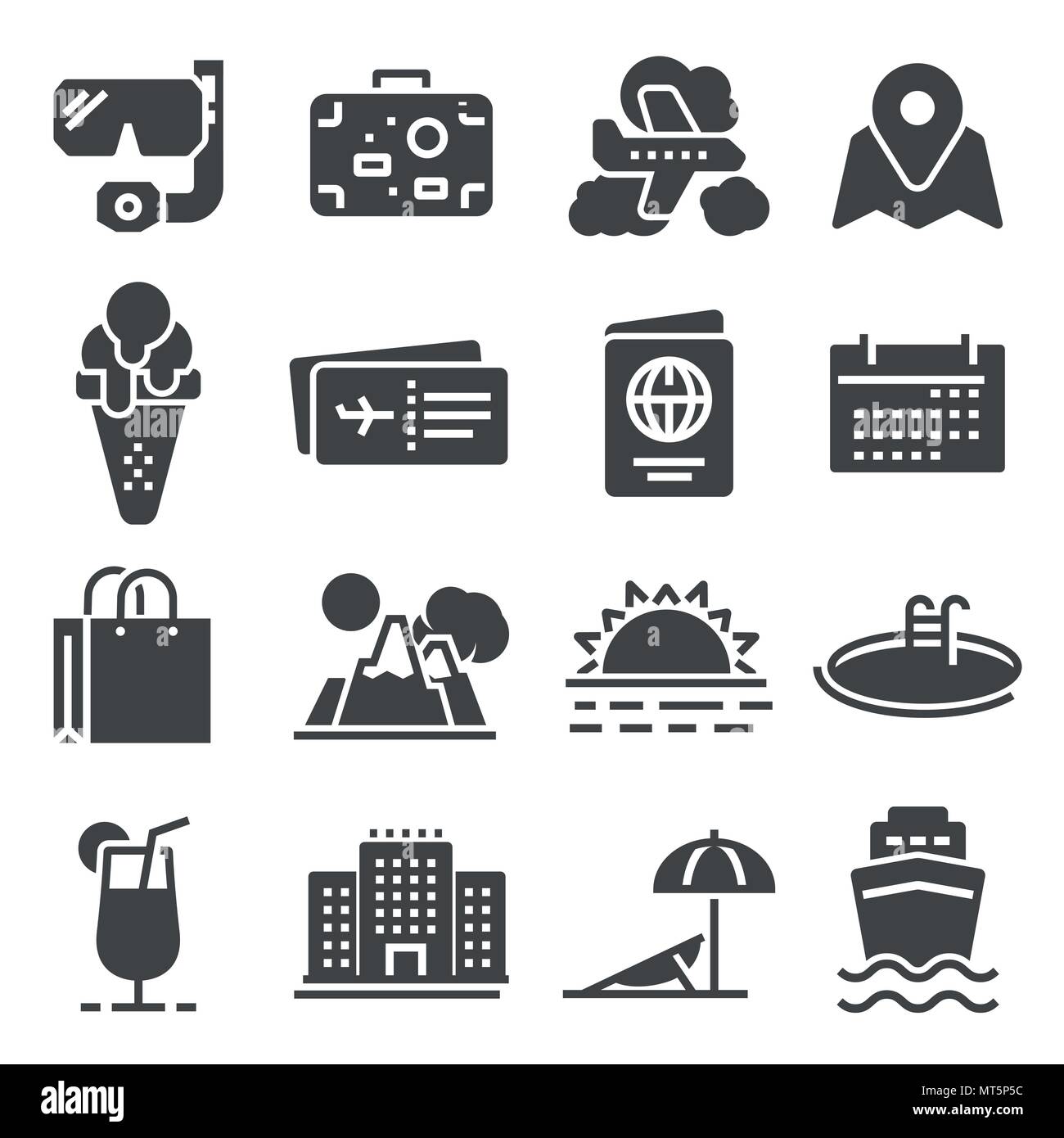 Travel and tourism icon set on white background Stock Vector Image ...
