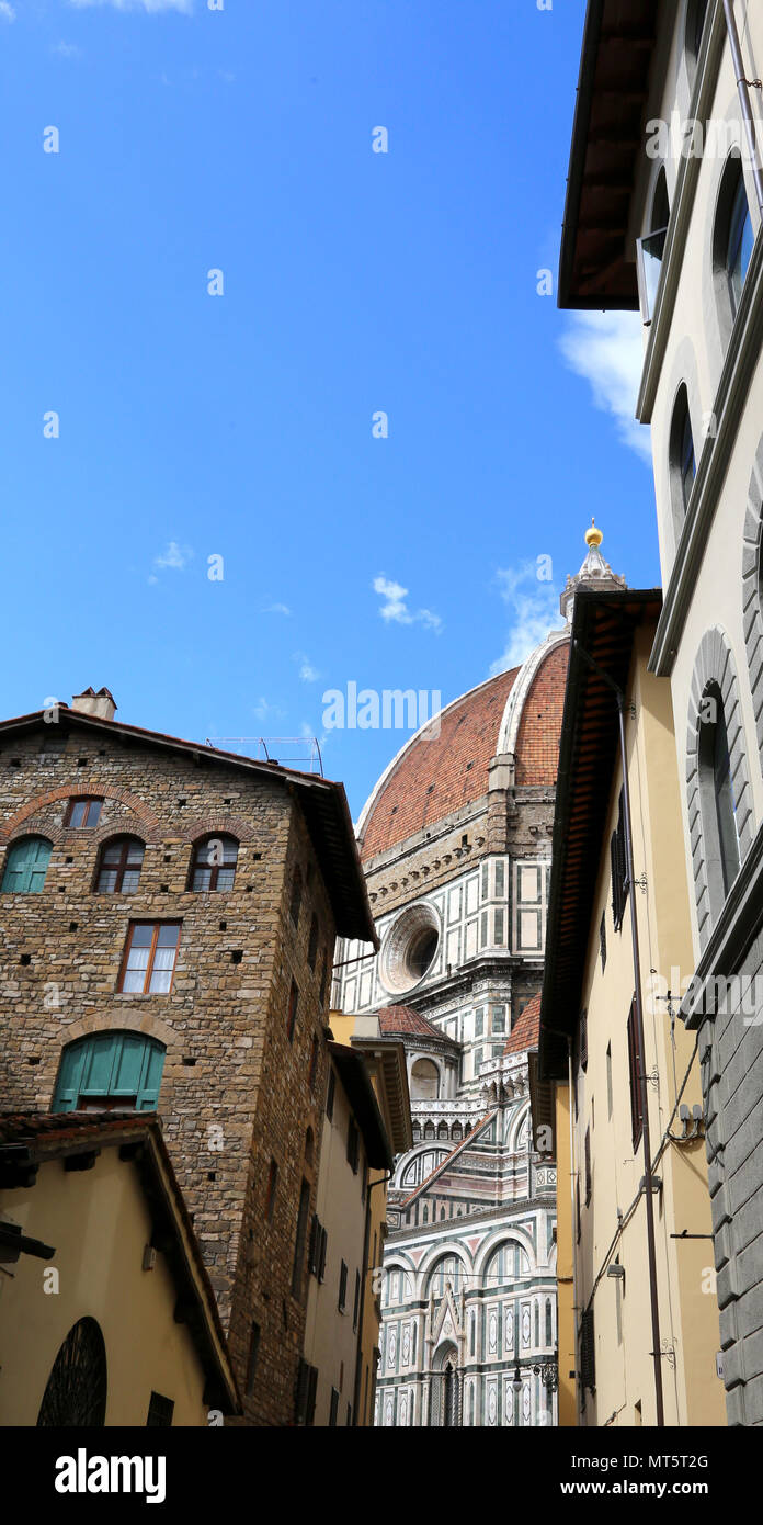 old palaces and the big dome of the Cathedral of Florence Italy with ...
