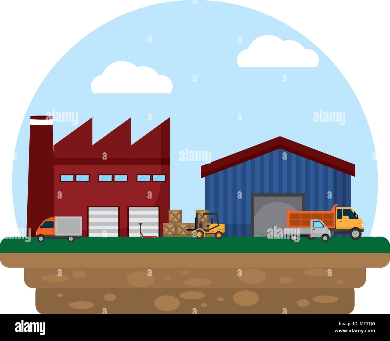 delivery store with trucks containers and boxes Stock Vector Image