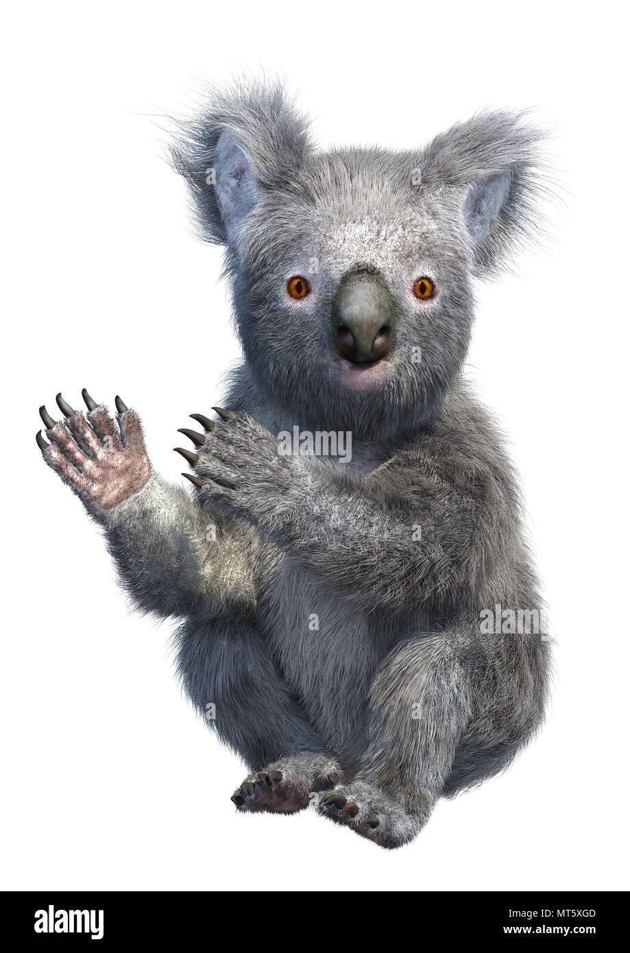 3D rendering of a cute koala bear isolated on white background Stock ...