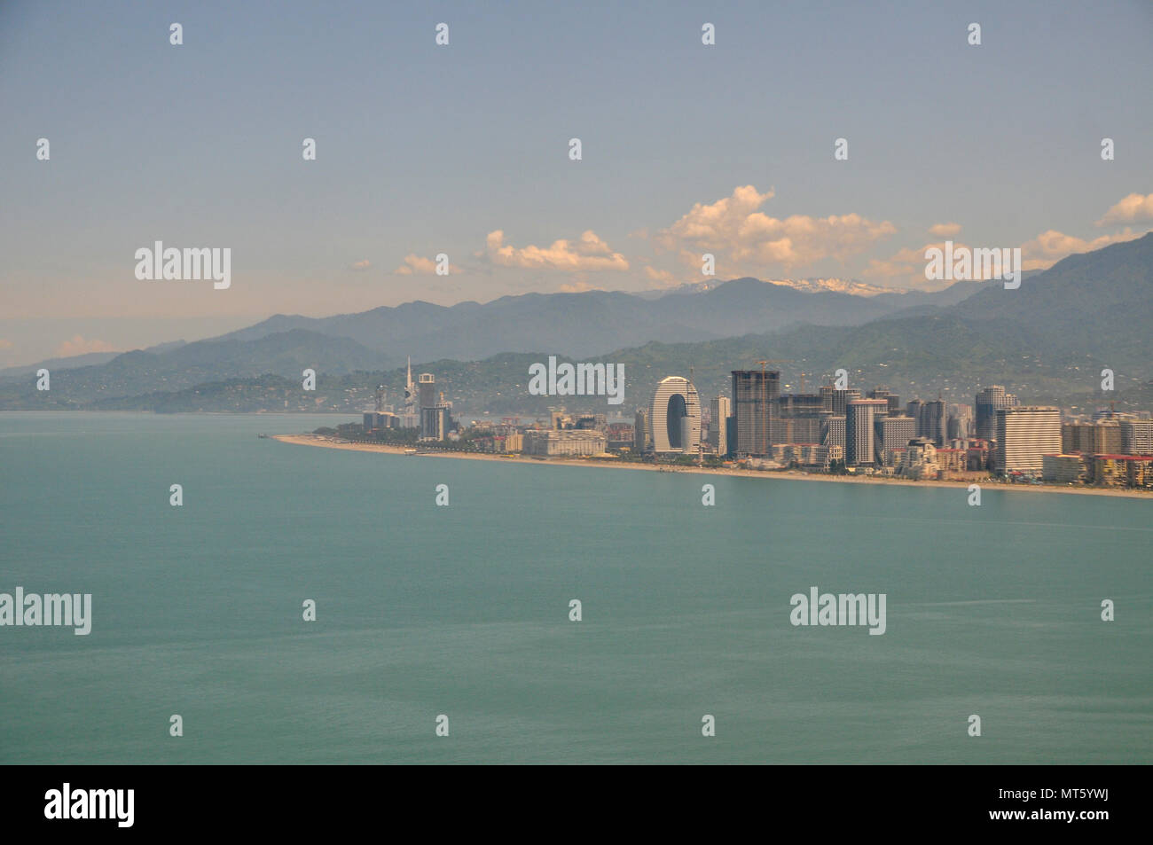 Approaching Batumi, as seen from the within the cabin of a