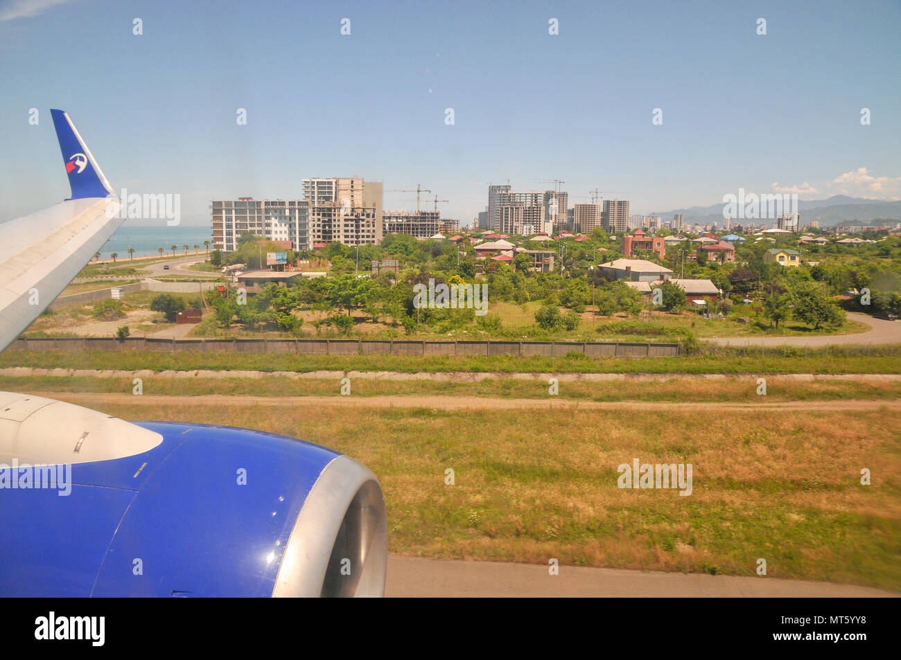 Approaching Batumi, as seen from the within the cabin of a