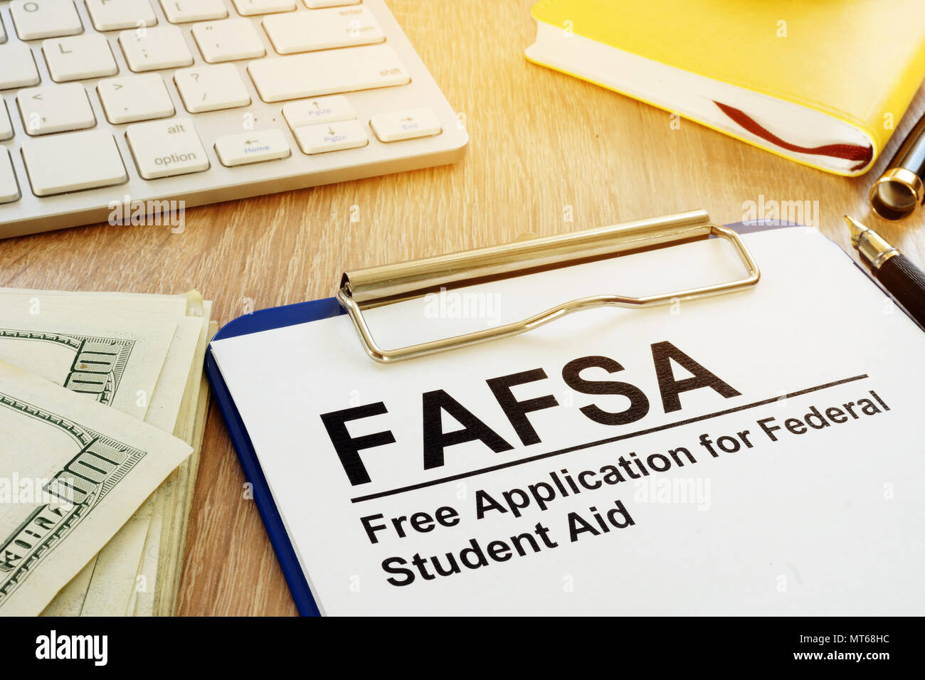 Free Application for Federal Student Aid (FAFSA) concept. Stock Photo