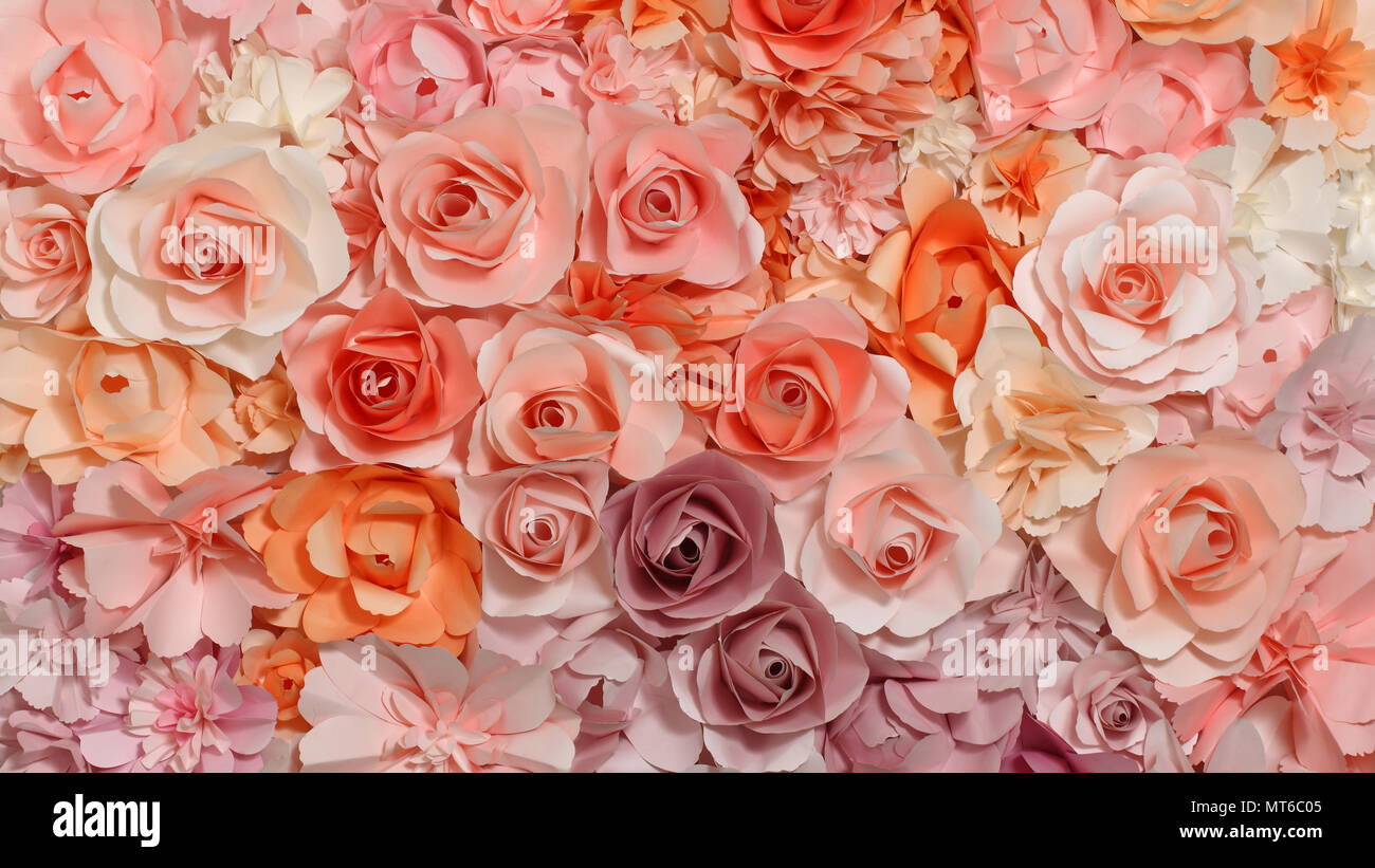 Colorful flowers paper background pattern lovely style. Panorama 169