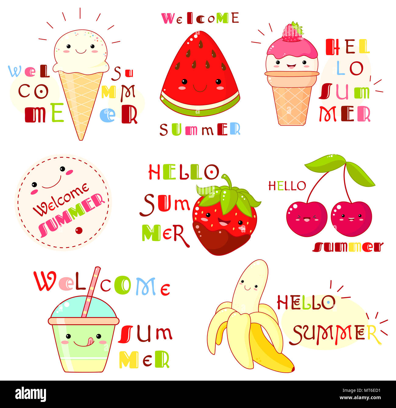 Premium Vector  Set of positive stickers with inscriptions. lettering  template decorated with cartoon image.