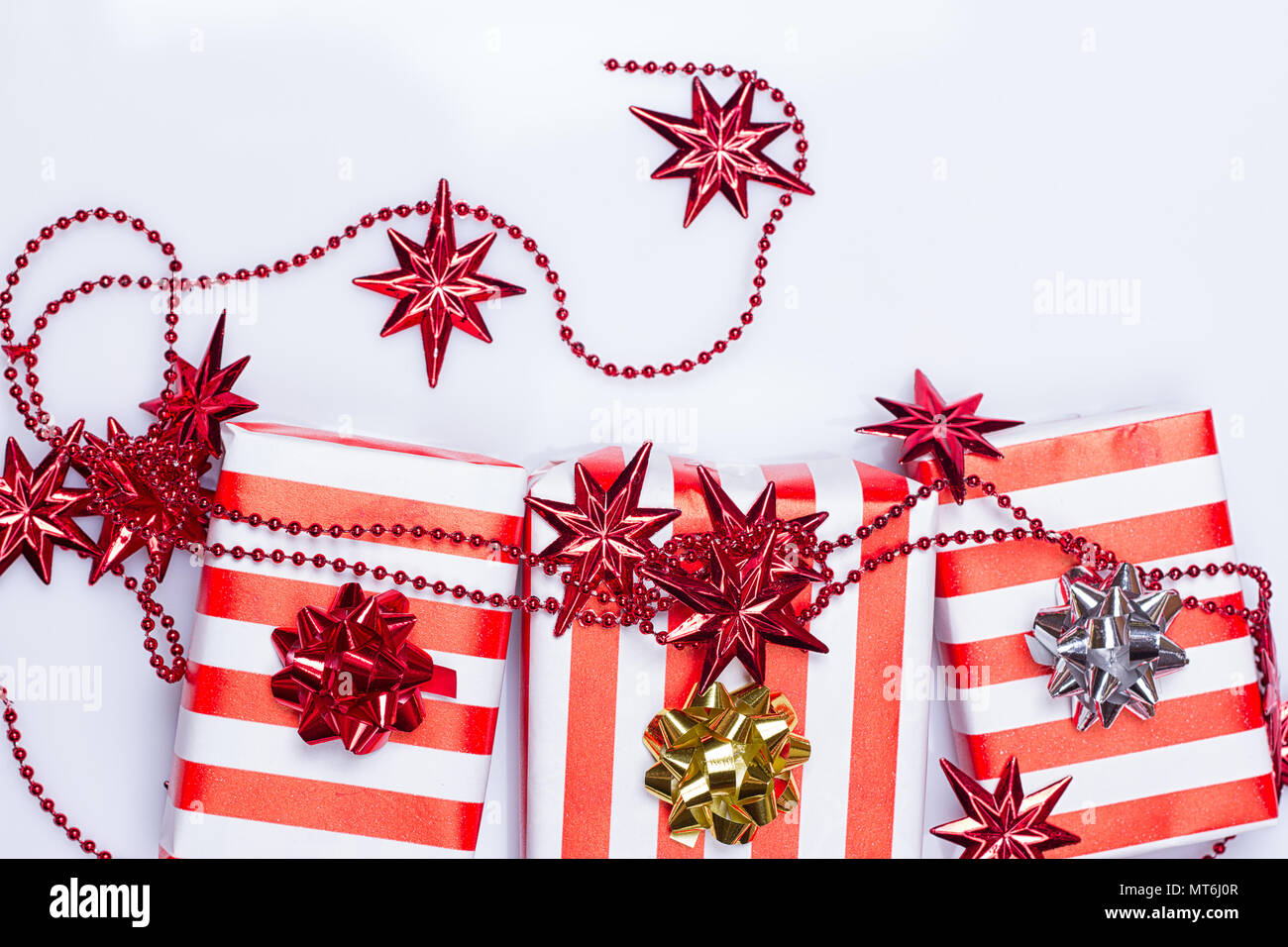 red gift box on the white background Stock Photo - Alamy