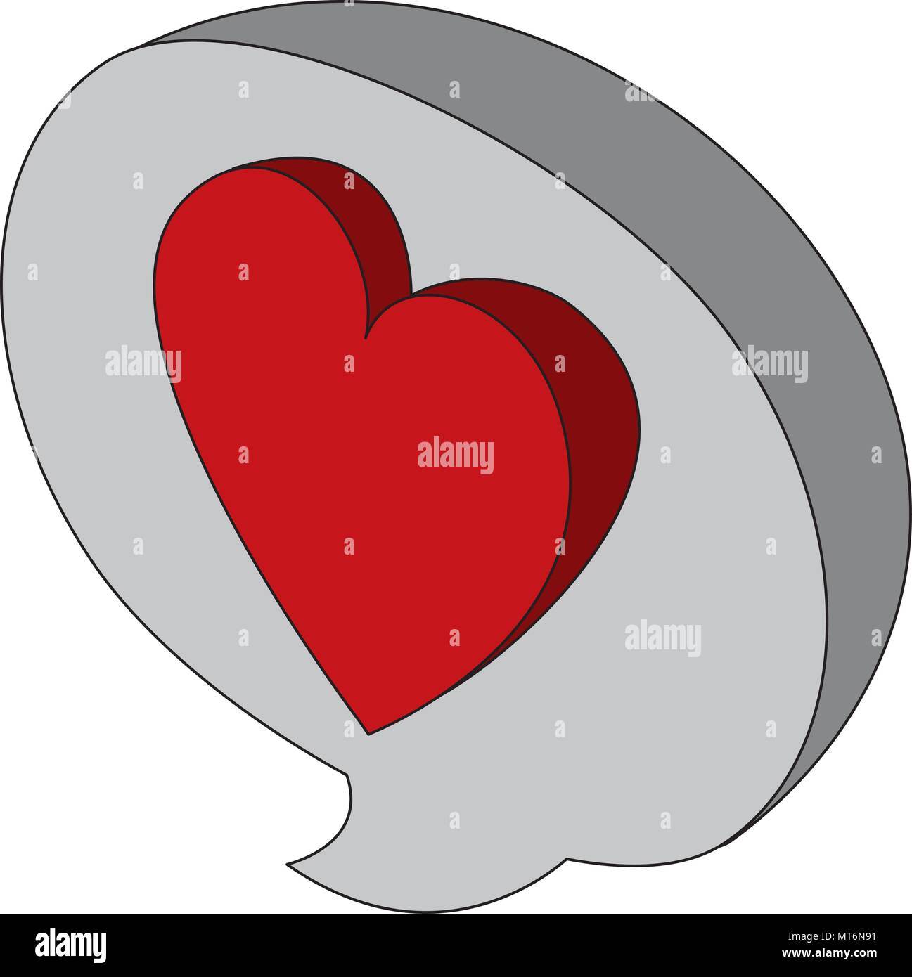 speech bubble with heart isometric icon vector illustration design ...